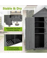 Simplie Fun Wooden Outdoor Storage Cabinet with Shelves and Latch