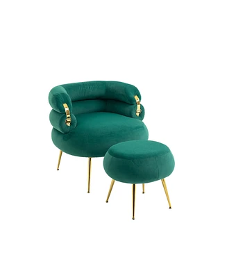 Simplie Fun Modern Velvet Accent Chair with Metal Frame