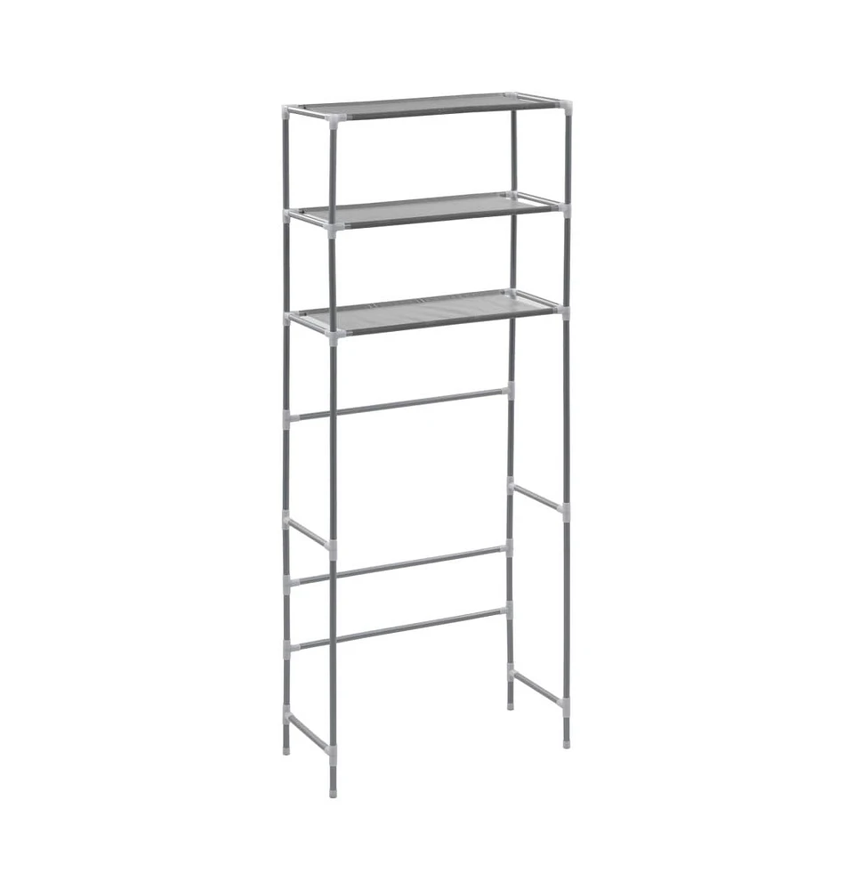 vidaXL 3-Tier Storage Rack over Laundry Machine Silver 27.2"x11"x66.5"