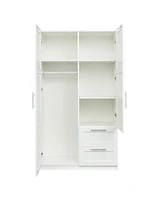 Streamdale Furniture High Wardrobe And Kitchen Cabinet With 2 Doors, 2 Drawers And 5 Storage Spaces, White