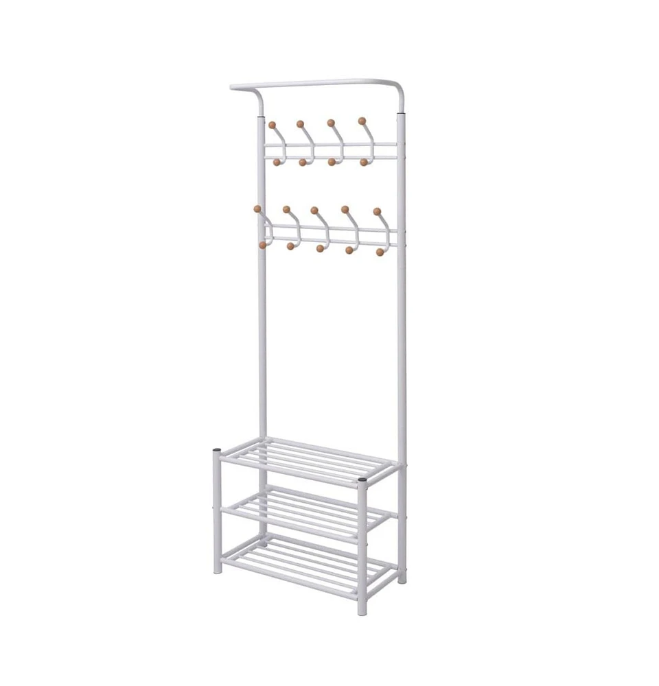 vidaXL Clothes Rack with Shoe Storage 26.8"x12.6"x71.9" White