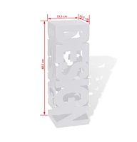 vidaXL White Square Umbrella Stand Storage Holder Walking Stick Steel 19.1