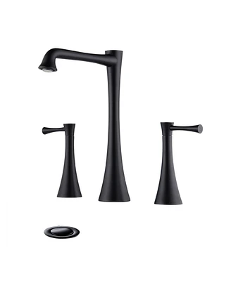 Simplie Fun Widespread 2 Handles Bathroom Faucet With Drain Assembly, Matte