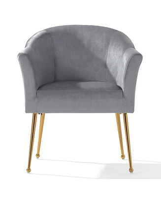 Simplie Fun Velvet Accent Chair with Gold Metal Legs