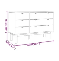 vidaXL Drawer Cabinet Otta 43.7"x16.9"x28.9" Solid Wood Pine