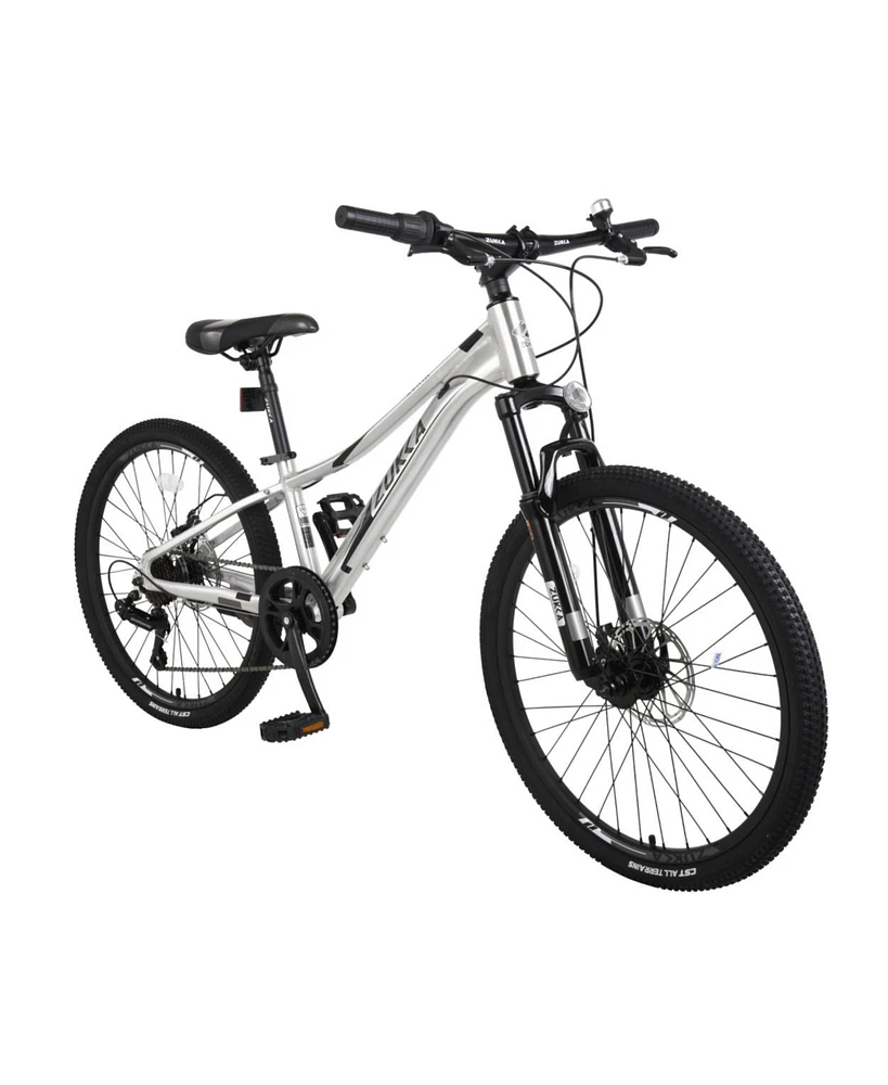 Simplie Fun Mountain Bike For Girls And Boys Mountain 24 Inch Shimano 7-Speed Bike