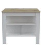 Simplie Fun Rockaway 3-Shelf Kitchen Island White And Light Oak