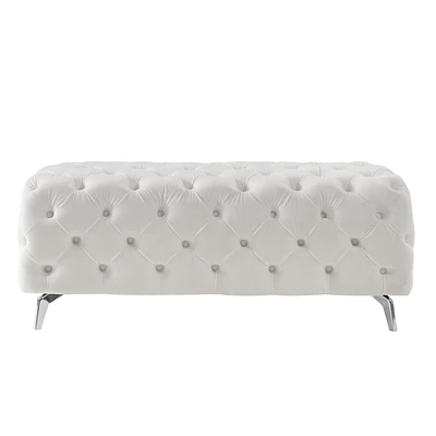 Simplie Fun Button-Tufted Ottoman Bench, Upholstered Velvet Footrest Stool Accent Bench For Entryway