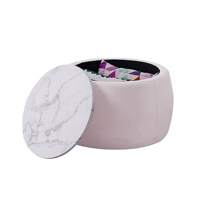 Simplie Fun End Table With Storage, Round Accent Side Table With Removable Top For Living Room, Bedroom