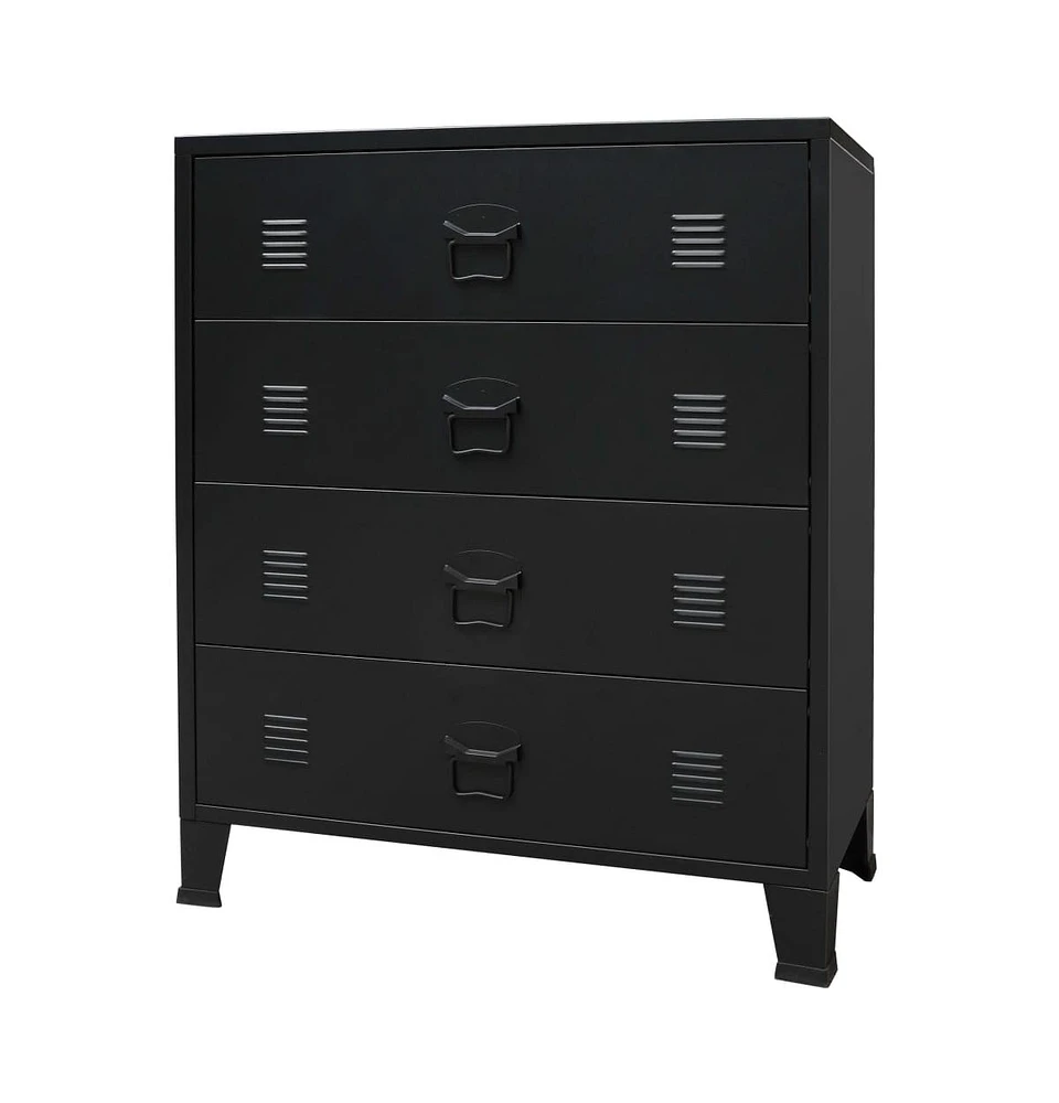 vidaXL Chest of Drawers Metal Industrial Style 30.7"x15.7"x36.6" Black