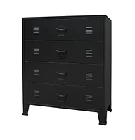 vidaXL Chest of Drawers Metal Industrial Style 30.7"x15.7"x36.6" Black