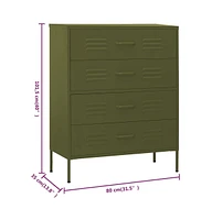 vidaXL Chest of Drawers Olive Green 31.5"x13.8"x40" Steel