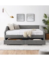 Simplie Fun Queen Size Upholstered Daybed with Trundle, Grey