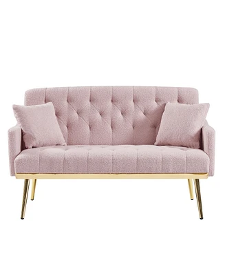 Simplie Fun Pink Teddy Fabric 2 Seater Sofa