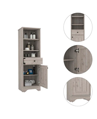 Simplie Fun Andalusia 1-Drawer 3-Shelf Linen Cabinet Light Oak And White