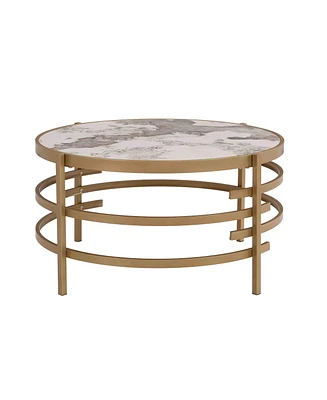 Simplie Fun 32.48" Modern Round Coffee Table with Sintered Stone Top