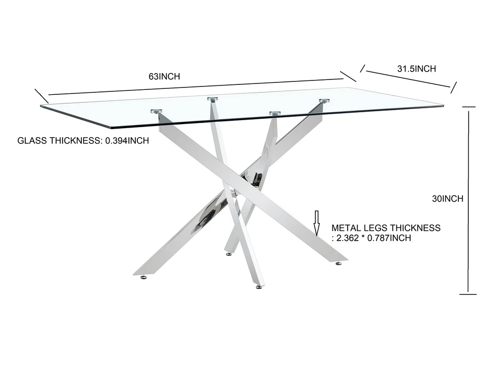 Streamdale Furniture Table Clear Glass Top