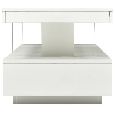Simplie Fun Led Coffee Table With Storage and Display Shelves