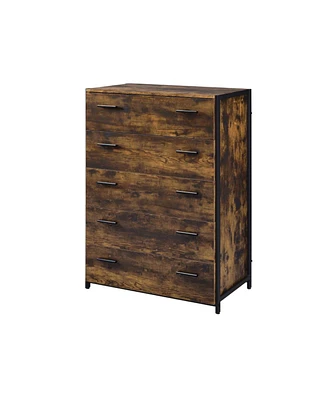 Simplie Fun Juvanth Chest In Rustic Oak & Black Finish