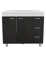 Simplie Fun Lighthouse 3-Drawer Base Cabinet White And Black Wengue