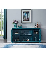 Simplie Fun 60" Sideboard Buffet Table With 2 Doors, Storage Cabinet With Adjustable Shelves, Teal