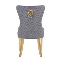 Simba Gold 2 Piece Dining Chair Finish With Velvet Fabric In Dark Gray