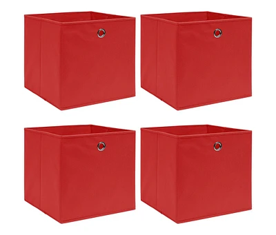 vidaXL Storage Boxes 4 pcs Red 12.6"x12.6"x12.6" Fabric