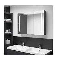 vidaXL Led Bathroom Mirror Cabinet 35"x5.5"x24.4" Shining Black