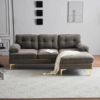 Streamdale Furniture 83" Modern Sectional Sofas Couches Velvet L Shaped Couches For Living Room, Bedroom