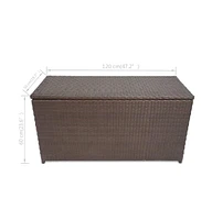 vidaXL Patio Storage Box Brown 47.2"x19.7"x23.6" Poly Rattan