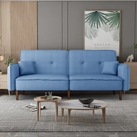 Streamdale Furniture Living Room Bedroom Leisure Futon Sofa Bed In Fabric With Solid Wood Leg