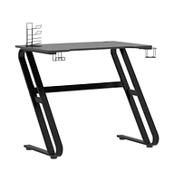 vidaXL Gaming Desk with Zz Shape Legs Black 35.4" x 23.6" x 29.5"