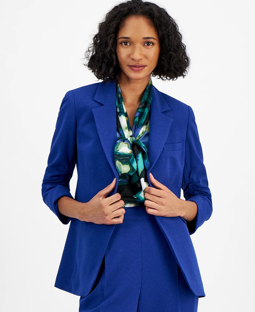 Bar Iii Women's Textured Crepe One-Button Blazer, Created for Macy's