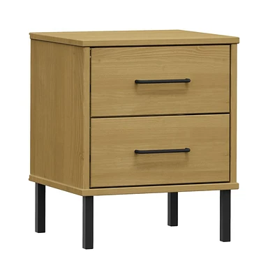 vidaXL Bedside Cabinet with Metal Legs Solid Wood Pine Oslo