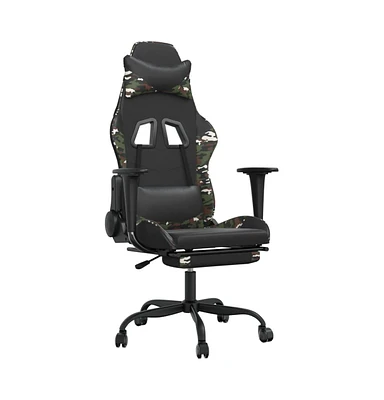 vidaXL Gaming Chair with Footrest Black and Camouflage Faux Leather