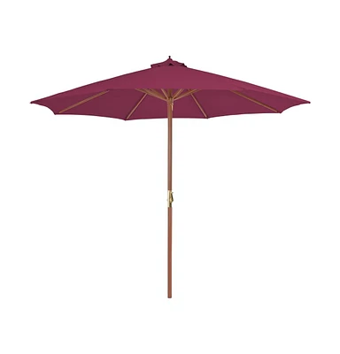 vidaXL Outdoor Parasol with Wooden Pole 118.1" Bordeaux Red