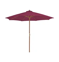 vidaXL Outdoor Parasol with Wooden Pole 118.1" Bordeaux Red