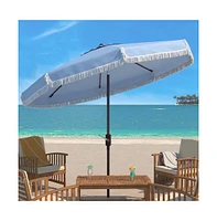 Safavieh Milan Fringe 9Ft Crank Outdoor Push Button Tilt Umbrella