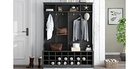 Modern Style Hall Tree Coat Rack with Shoe Cubbies