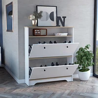 Cranberry 2-Shelf Shoe Rack Light Oak And White