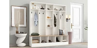 Multifunctional Black Hall Tree with Storage Bench & Hooks