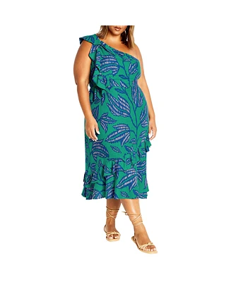 City Chic Plus Size Escapism Print Dress