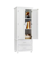 Simplie Fun Tall Storage Cabinet With Two Drawers For Bathroom/Office