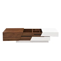 Modern Extendable Sliding Top Coffee Table With Storage