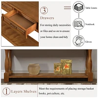 63" Wood Console Table with Drawers & Shelf