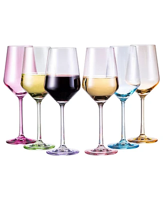 The Wine Savant Colored Wine Glasses, Multicolored, 12 oz Set of 6