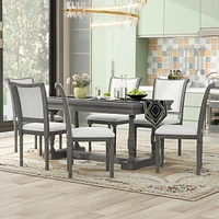 Streamdale Furniture 7-Piece Trestle Dining Set with 6 Upholstered Chairs