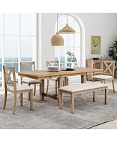 6-Piece Farmhouse Dining Set with Extendable Table
