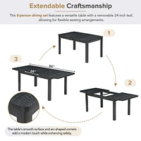 9-Piece Rustic Dining Set with Extendable Table