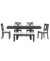 Streamdale Furniture 6-Piece Farmhouse Dining Set with Extendable Table